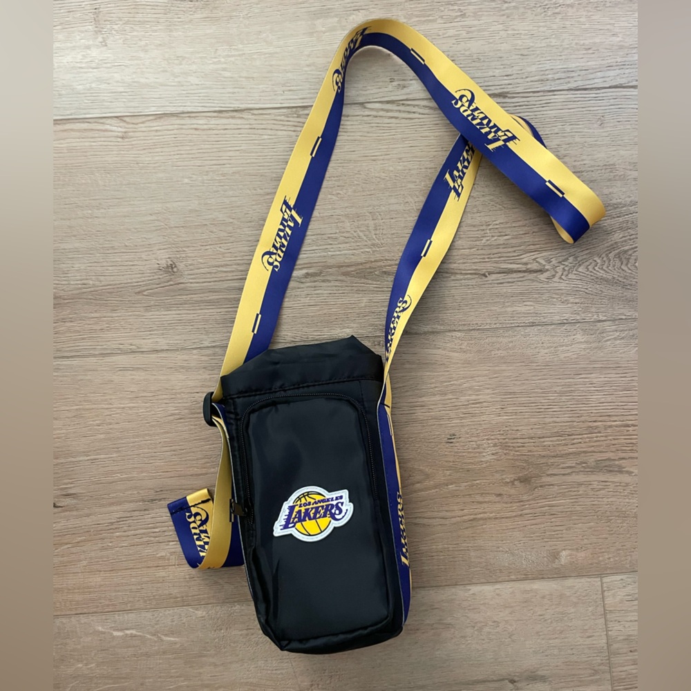 Authentic Lakers Black Crossbody water bottle nylon Bag
